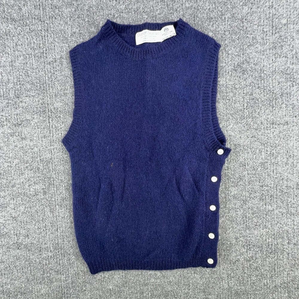 Vintage Robert Scott Ltd Sweater Vest Womens 34 Blue Shetland Wool Hong Kong